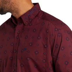 Ariat® Men's Team Wade Pomegranate Button Down Shirt 10038086 9 Ariat® Men's Team Wade Pomegranate Button Down Shirt 10038086 -ARIAT Cowboy Gear F21 MNS WEST 10038086 detail02