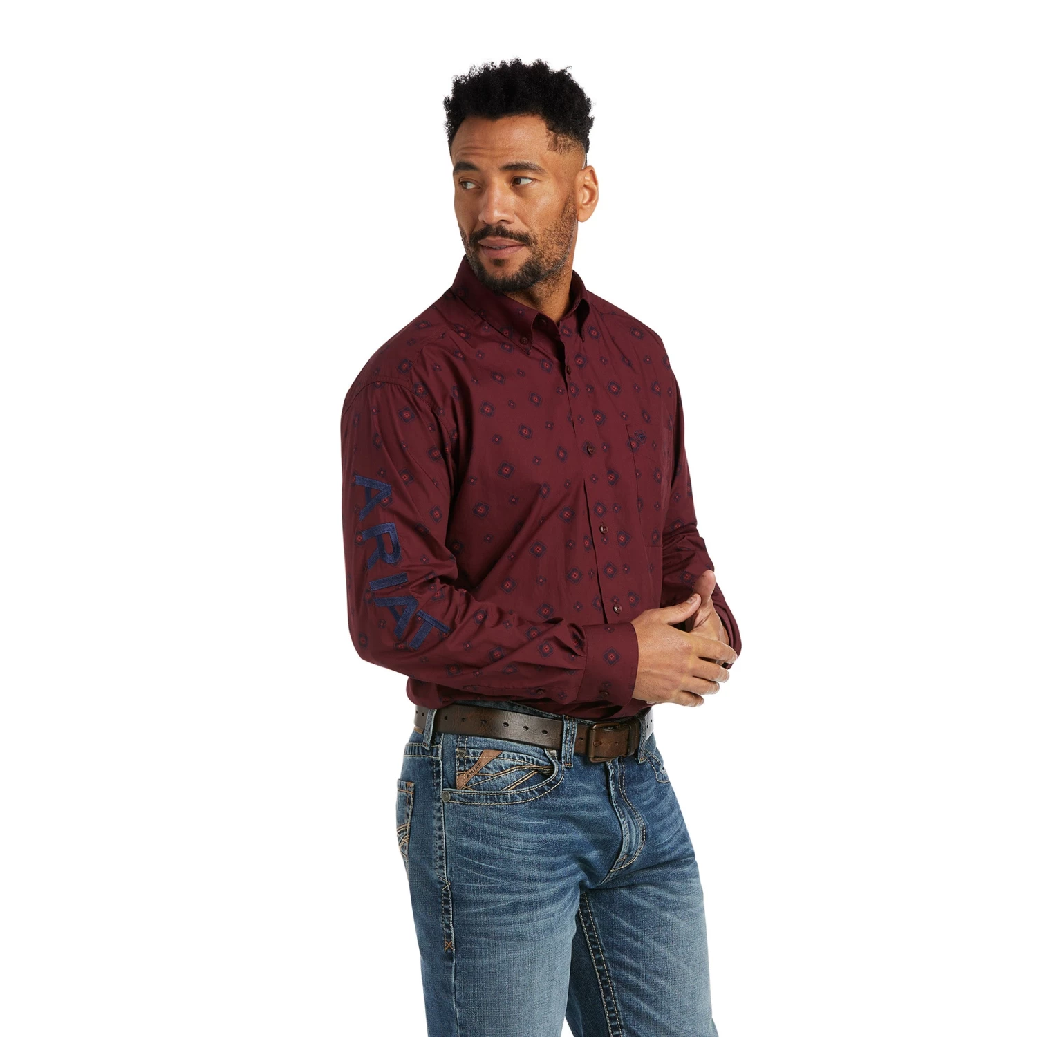 Ariat® Men's Team Wade Pomegranate Button Down Shirt 10038086 3 Ariat® Men's Team Wade Pomegranate Button Down Shirt 10038086