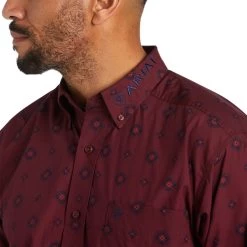 Ariat® Men's Team Wade Pomegranate Button Down Shirt 10038090 -ARIAT Cowboy Gear F21 MNS WEST 10038090 detail01