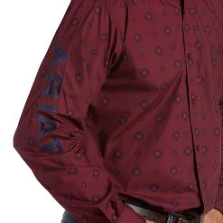 Ariat® Men's Team Wade Pomegranate Button Down Shirt 10038090 -ARIAT Cowboy Gear F21 MNS WEST 10038090 detail02