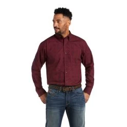 Ariat® Men's Team Wade Pomegranate Button Down Shirt 10038090