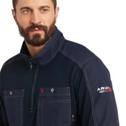 Ariat® Men's FR Duralight Navy 1/4 Zip Work Shirt 10035378 -ARIAT Cowboy Gear F21 MNS WORK 10035378 detail01