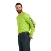Ariat Men's Rebar Workman Logo Lime Long Sleeve Tee Shirt 10037406 2 Ariat Men's Rebar Workman Logo Lime Long Sleeve Tee Shirt 10037406 -ARIAT Cowboy Gear F21 MNS WORK 10037406 front 1