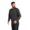 Ariat Men's Rebar CottonStrong™ Charcoal & Lime Work T-Shirt 10037642 -ARIAT Cowboy Gear F21 MNS WORK 10037642 front 1