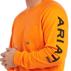 Ariat Men's Rebar Cotton Strong™ Safety Orange Work T-Shirt10037643 -ARIAT Cowboy Gear F21 MNS WORK 10037643 detail01 top 1