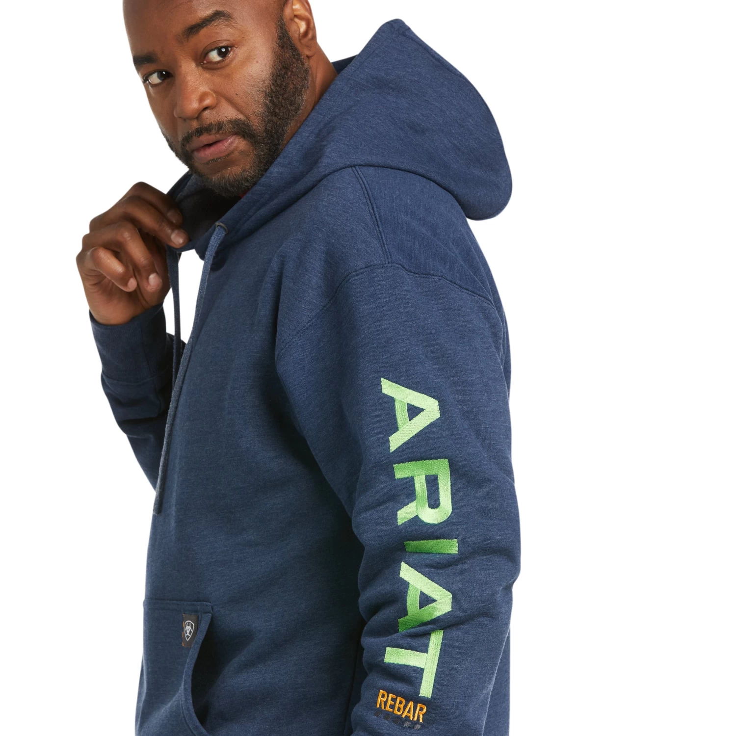 Ariat Men's Rebar Graphic Navy Lime Hoodie 10037645 4 Ariat Men's Rebar Graphic Navy Lime Hoodie 10037645 - Image 2