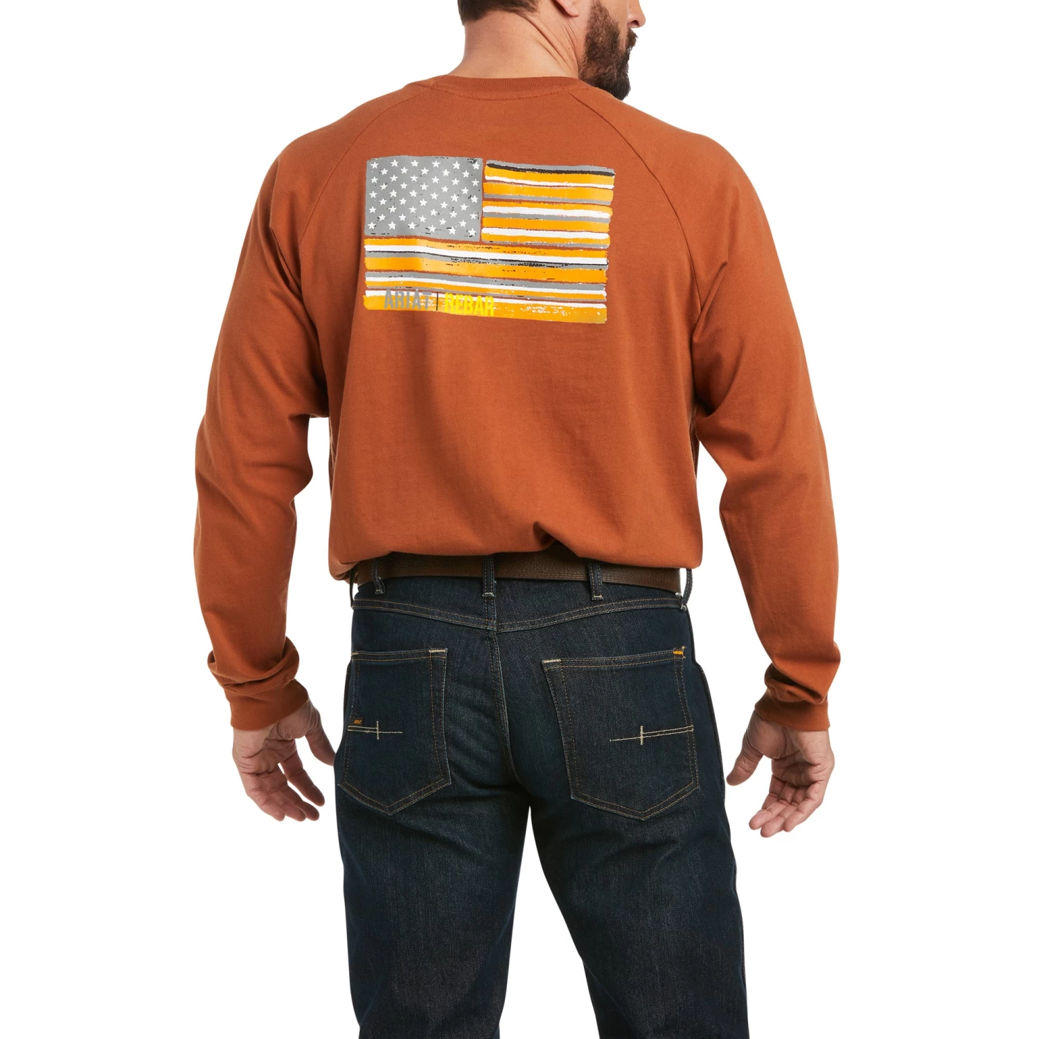 Ariat® Men's Rebar CottonStrong™ Brand Flag Copper T-Shirt 10037701 3 Ariat® Men's Rebar CottonStrong™ Brand Flag Copper T-Shirt 10037701