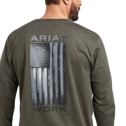 Ariat Men Rebar Workman Alloy Flag Sage Heather Graphic Shirt 10037704 -ARIAT Cowboy Gear F21 MNS WORK 10037704 detail01 1