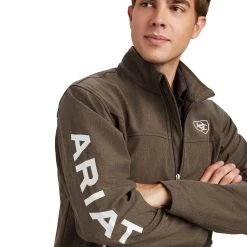 Ariat® Men's New Team Banyan Bark Heather Softshell Jacket 10041276 -ARIAT Cowboy Gear F22 MNS ENGL 10041276 detail01