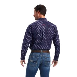 Ariat® Men's Nosson Maritime Blue Classic Fit Button Up Shirt 10041557 -ARIAT Cowboy Gear F22 MNS WEST 10041557 back