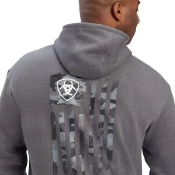 Ariat® Men's Camo Flag Charcoal Heather Hoodie 10041730 -ARIAT Cowboy Gear F22 MNS WEST 10041730 detail01 8263b835 1d88 4380 b6f6 e3de080e5965