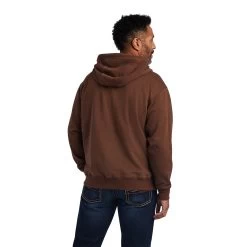 Ariat® Men's Logo Print Chestnut Brown Pullover Hoodie 10041804 -ARIAT Cowboy Gear F22 MNS WEST 10041804 back