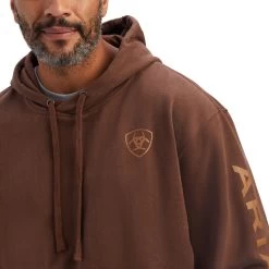 Ariat® Men's Logo Print Chestnut Brown Pullover Hoodie 10041804 -ARIAT Cowboy Gear F22 MNS WEST 10041804 detail01