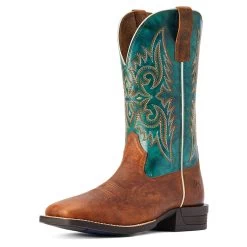 Ariat® Men's Wild Thang Brown & Green Square Toe Boots 10042393 12 Ariat® Men's Wild Thang Brown & Green Square Toe Boots 10042393 -ARIAT Cowboy Gear F22 MNS WEST 10042393 3 4 front