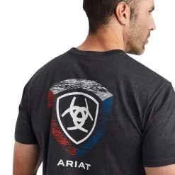 Ariat® Men's Woodgrain Shield Charcoal Heather T-Shirt 10042649 -ARIAT Cowboy Gear F22 MNS WEST 10042649 detail01