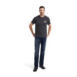 Ariat® Men's Woodgrain Shield Charcoal Heather T-Shirt 10042649 -ARIAT Cowboy Gear F22 MNS WEST 10042649 full