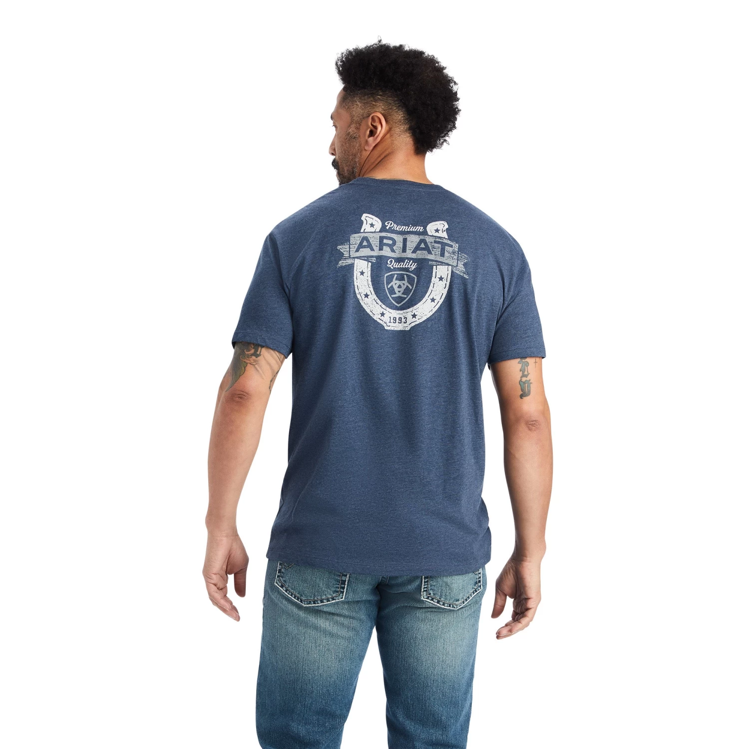 Ariat® Men's Lucky Horseshoe Navy Heather T-Shirt 10042652 3 Ariat® Men's Lucky Horseshoe Navy Heather T-Shirt 10042652