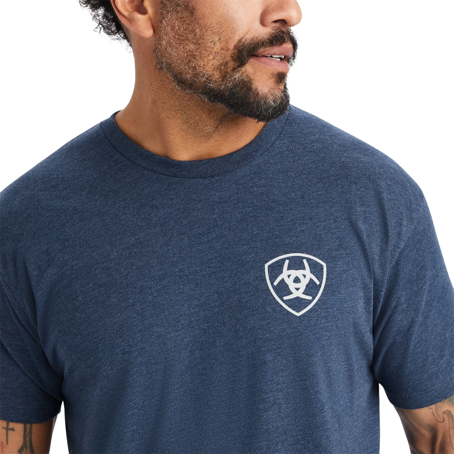 Ariat® Men's Lucky Horseshoe Navy Heather T-Shirt 10042652 5 Ariat® Men's Lucky Horseshoe Navy Heather T-Shirt 10042652 - Image 3