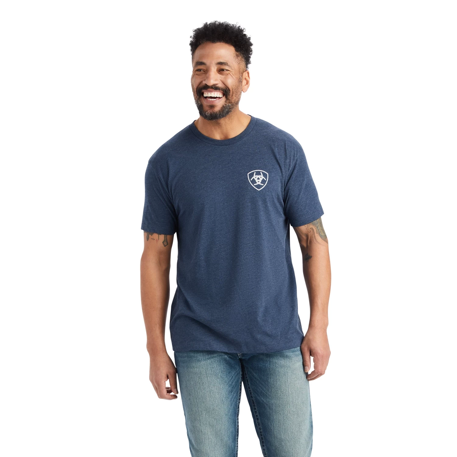 Ariat® Men's Lucky Horseshoe Navy Heather T-Shirt 10042652 4 Ariat® Men's Lucky Horseshoe Navy Heather T-Shirt 10042652 - Image 2
