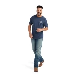 Ariat® Men's Lucky Horseshoe Navy Heather T-Shirt 10042652 9 Ariat® Men's Lucky Horseshoe Navy Heather T-Shirt 10042652 -ARIAT Cowboy Gear F22 MNS WEST 10042652 full