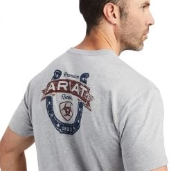 Ariat® Men's Lucky Horseshoe Grey Heather T-Shirt 10042653 -ARIAT Cowboy Gear F22 MNS WEST 10042653 detail01