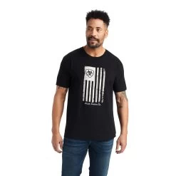 Ariat® Men's American Flag Faded Black T-Shirt 10042654