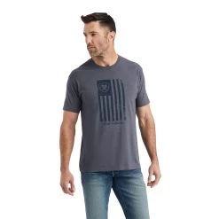 Ariat® Men's American Flag Faded Titanium Heather T-Shirt 10042655