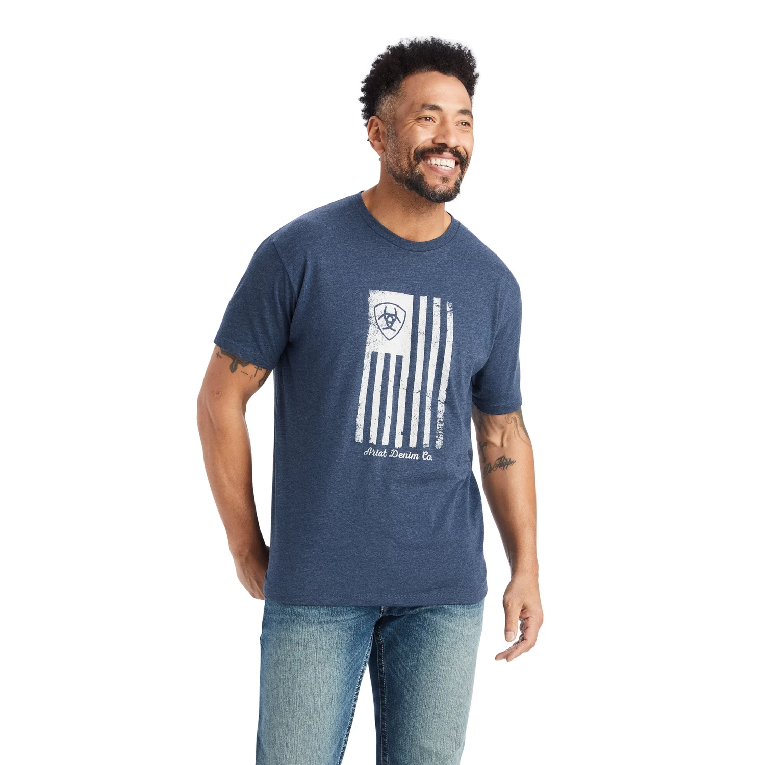 Ariat® Men's Faded American Flag Navy T-Shirt 10042656 3 Ariat® Men's Faded American Flag Navy T-Shirt 10042656