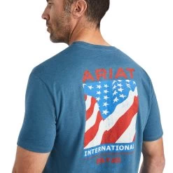Ariat® Men's Flag Flow Steel Blue Heather Graphic T-shirt 10042758 9 Ariat® Men's Flag Flow Steel Blue Heather Graphic T-shirt 10042758 -ARIAT Cowboy Gear F22 MNS WEST 10042758 detail01