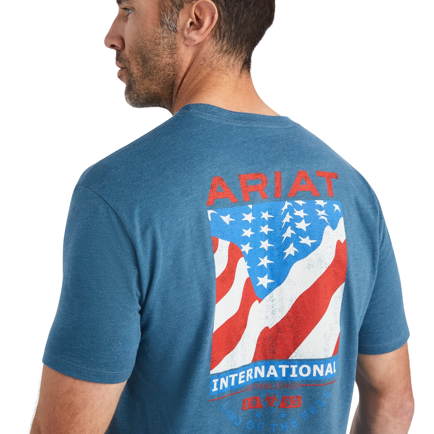 Ariat® Men's Flag Flow Steel Blue Heather Graphic T-shirt 10042758 6 Ariat® Men's Flag Flow Steel Blue Heather Graphic T-shirt 10042758 - Image 4