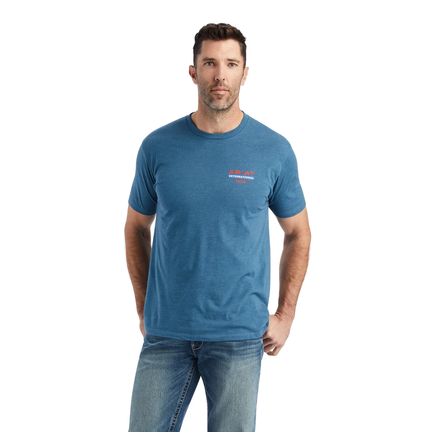 Ariat® Men's Flag Flow Steel Blue Heather Graphic T-shirt 10042758 4 Ariat® Men's Flag Flow Steel Blue Heather Graphic T-shirt 10042758 - Image 2