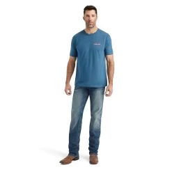 Ariat® Men's Flag Flow Steel Blue Heather Graphic T-shirt 10042758 8 Ariat® Men's Flag Flow Steel Blue Heather Graphic T-shirt 10042758 -ARIAT Cowboy Gear F22 MNS WEST 10042758 full
