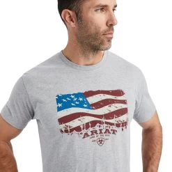 Ariat® Men's Athletic Heather Grey Flagscape Graphic T-Shirt 10042777 -ARIAT Cowboy Gear F22 MNS WEST 10042777 detail01