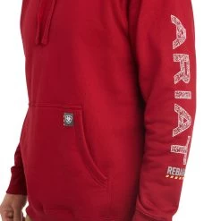 Ariat Men's Rebar Roughneck Red Pullover Hoodie 10041446 -ARIAT Cowboy Gear F22 MNS WORK 10041446 detail01