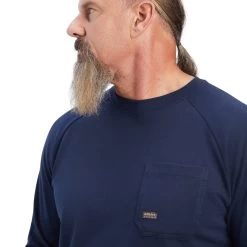 Ariat® Men's Rebar Cotton Strong Navy T-Shirt 10041489 8 Ariat® Men's Rebar Cotton Strong Navy T-Shirt 10041489 -ARIAT Cowboy Gear F22 MNS WORK 10041489 detail01