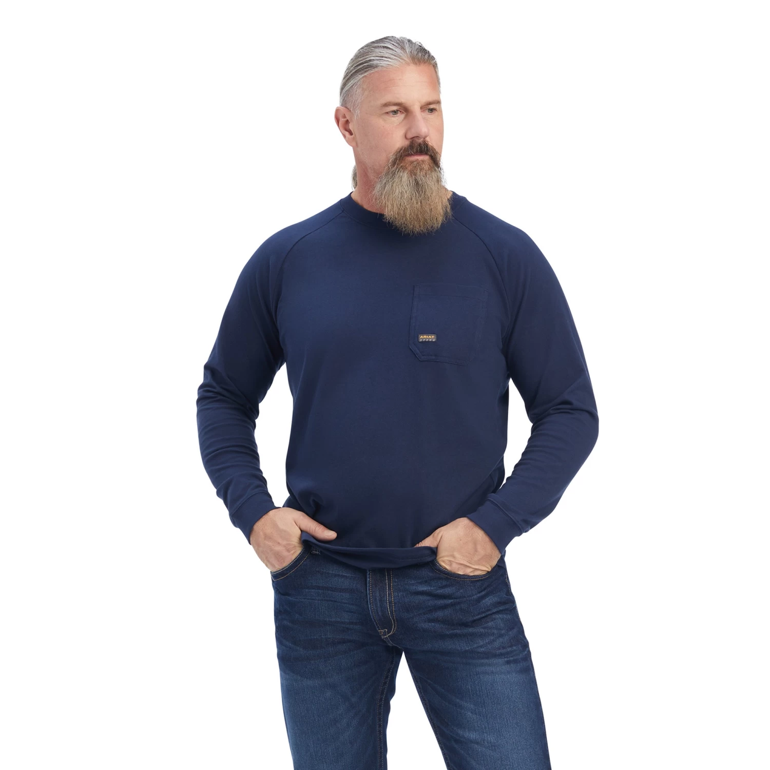 Ariat® Men's Rebar Cotton Strong Navy T-Shirt 10041489 3 Ariat® Men's Rebar Cotton Strong Navy T-Shirt 10041489