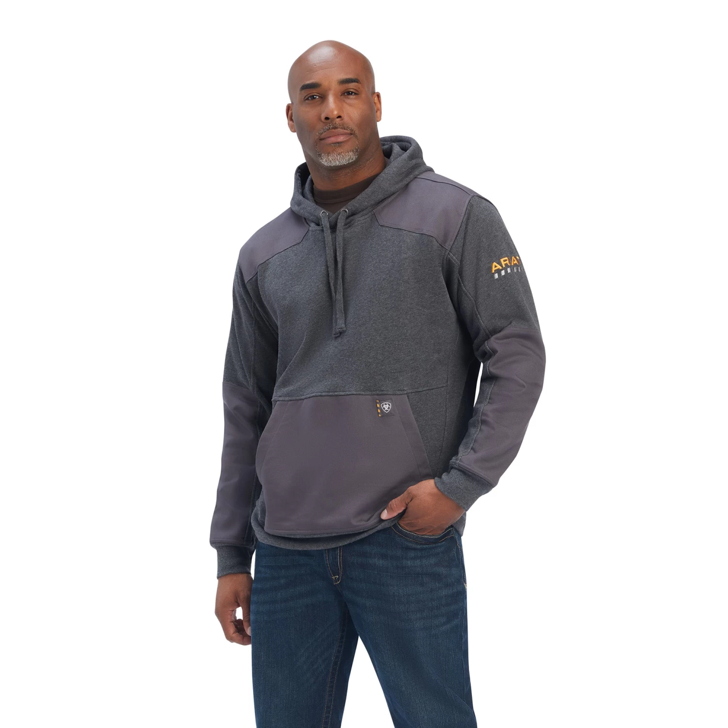 Ariat® Men's Rebar Workman DuraCanvas Charcoal Heather Hoodie 10041499 3 Ariat® Men's Rebar Workman DuraCanvas Charcoal Heather Hoodie 10041499