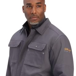 Ariat Men's Rebar DuraCanvas Sherpa Lined Grey Jacket 10041505 -ARIAT Cowboy Gear F22 MNS WORK 10041505 detail02