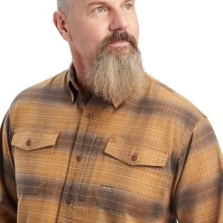 Ariat® Men's Rebar DuraStretch Sand Flannel Button Down Shirt 10041544 -ARIAT Cowboy Gear F22 MNS WORK 10041544 detail01 2f530aa9 8871 4d89 bd03 ca63f7ddad35