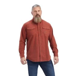 Ariat® Men's Rebar DuraStretch Cherry Mahogany Work Shirt 10041604