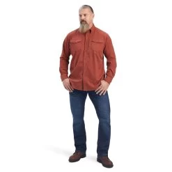 Ariat® Men's Rebar DuraStretch Cherry Mahogany Work Shirt 10041604 -ARIAT Cowboy Gear F22 MNS WORK 10041604 full