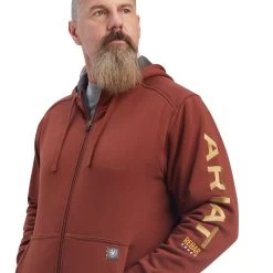 Ariat® Men's Rebar All Weather Cherry Mahogany Zip Hoodie 10041626 8 Ariat® Men's Rebar All Weather Cherry Mahogany Zip Hoodie 10041626 -ARIAT Cowboy Gear F22 MNS WORK 10041626 detail01