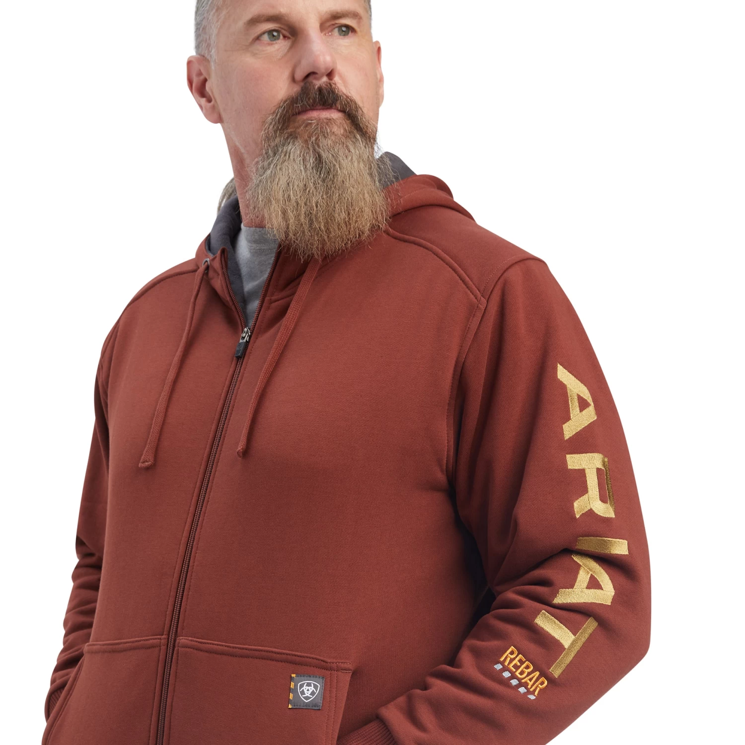 Ariat® Men's Rebar All Weather Cherry Mahogany Zip Hoodie 10041626 5 Ariat® Men's Rebar All Weather Cherry Mahogany Zip Hoodie 10041626 - Image 3