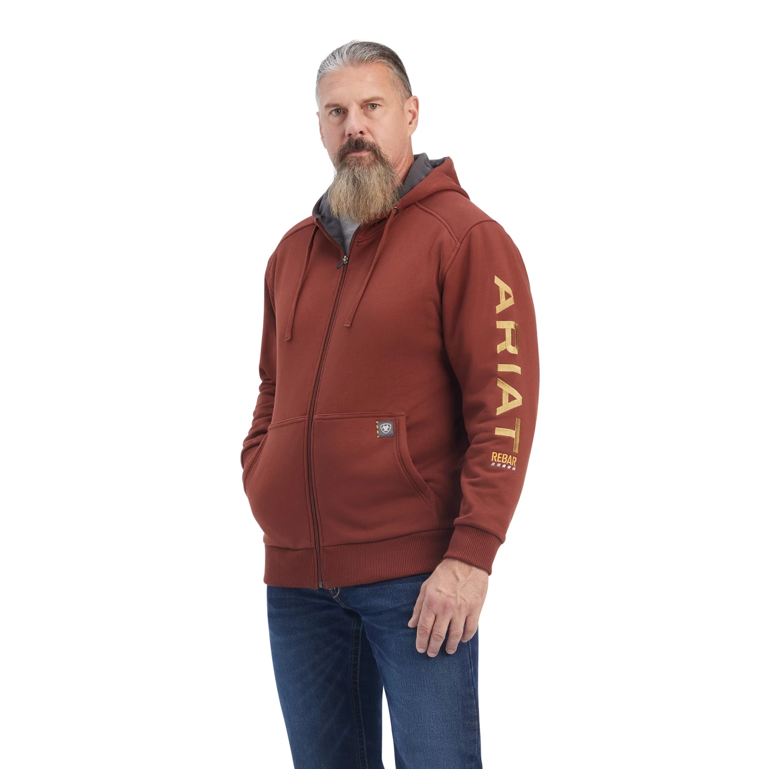 Ariat® Men's Rebar All Weather Cherry Mahogany Zip Hoodie 10041626 3 Ariat® Men's Rebar All Weather Cherry Mahogany Zip Hoodie 10041626
