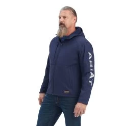 Ariat® Men's Rebar Stretch Canvas Navy Logo Softshell Jacket 10041629