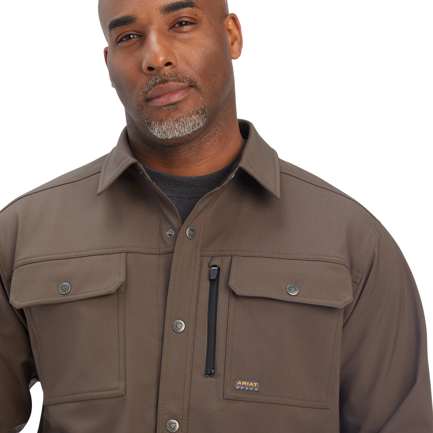Ariat® Men's Rebar DuraStretch Utility Wren Brown Shirt Jacket 10041696 5 Ariat® Men's Rebar DuraStretch Utility Wren Brown Shirt Jacket 10041696 - Image 3
