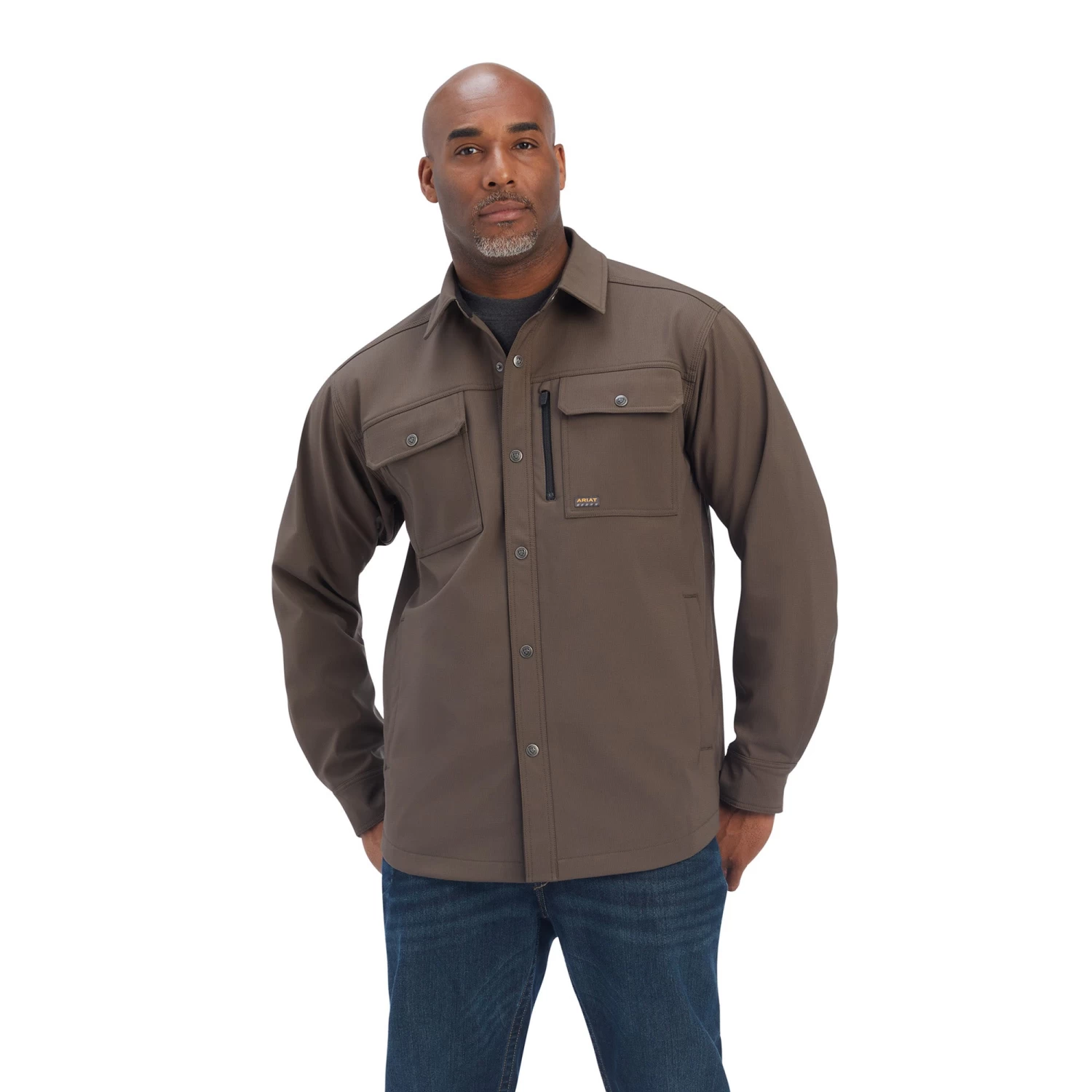 Ariat® Men's Rebar DuraStretch Utility Wren Brown Shirt Jacket 10041696 3 Ariat® Men's Rebar DuraStretch Utility Wren Brown Shirt Jacket 10041696