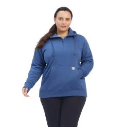 Ariat® Ladies Rebar Skill Set 1/2 Zip Navy Pullover Hoodie 10041597 -ARIAT Cowboy Gear F22 WMS WORK 10041597 front plus