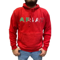 Ariat® Men's Red Embroidered Mexico Graphic Pullover Hoodie 10043101