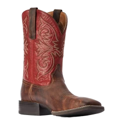 Ariat® Men's Sport Pardner Matte Brown & Red Square Toe Boots 10042391